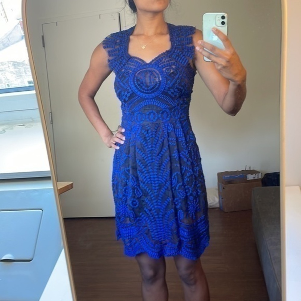 Anthropologie‎ women's embroidered dress in blue blue